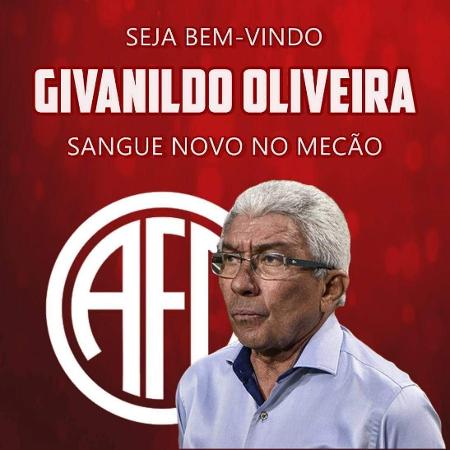 Givanildo de Oliveira é o novo técnico do América-RJ - Reprodução/Twitter