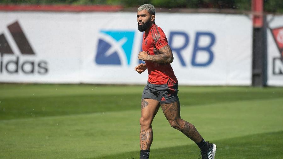 Gabigol corre durante treino do Flamengo no Ninho do Urubu - Alexandre Vidal/Flamengo