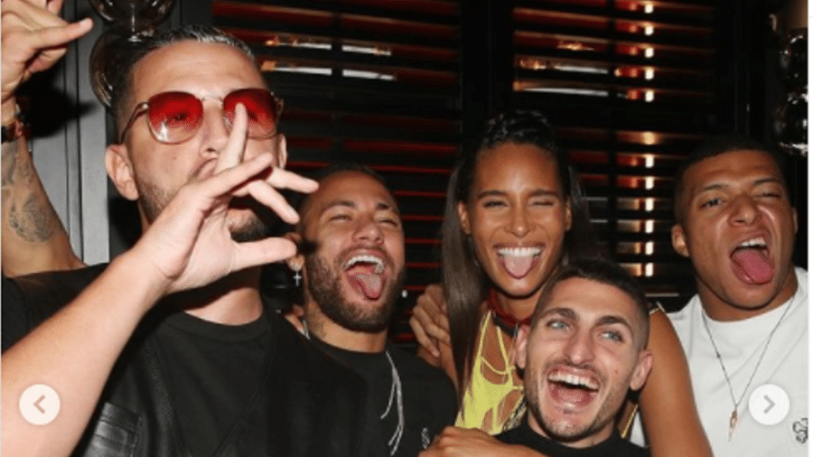 Marco Verratti, Neymar e Mbappé estiveram na festa da modelo Cindy Bruna - Reprodução/Instagram