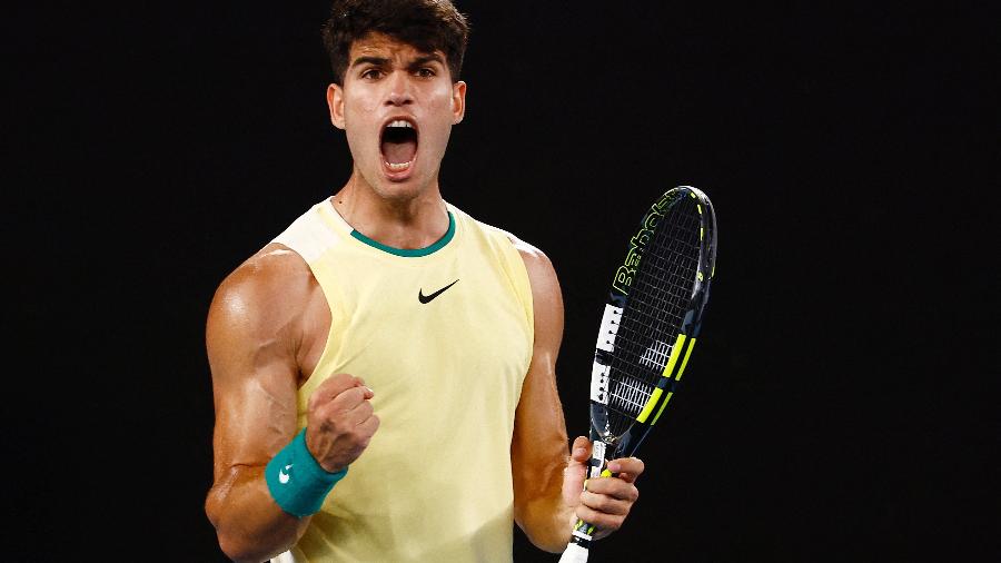 Carlos Alcaraz na primeira rodada do Australian Open de 2024