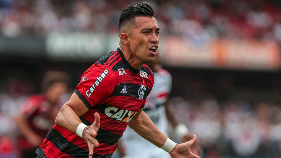 Uribe comemora gol do Flamengo contra o São Paulo - Ale Cabral/AGIF