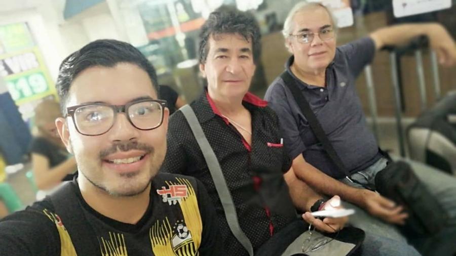 Andry David Castro, Cesar Armando Semidey e Oscar Giovanni Castro, jornalistas venezuelanos que vem ao para Copa América - Arquivo Pessoal
