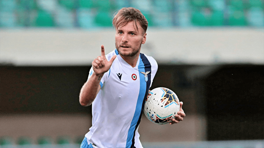 Ciro Immobile, atacante da Lazio, comemora um dos seus gols contra o Hellas Verona - Reprodução