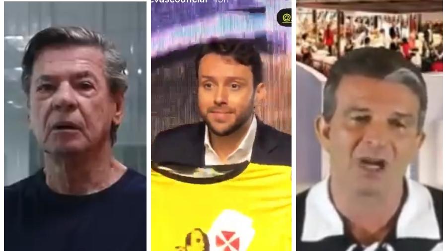 Jorge Salgado, Julio Brant e Leven Siano: candidatos do Vasco fizeram propaganda eleitoral no Youtube ontem (29) - Reprodução / Youtube