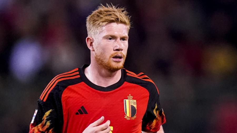 Kevin de Bruyne em ação com a camisa da seleção da Bélgica - Joris Verwijst/BSR Agency/Getty Images