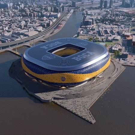 Projeto da Nova Bombonera, estádio do Boca Juniors, que teria capacidade para 112 mil lugares - Divulgação/Twitter @jorgereale
