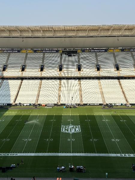 Neo Química Arena preparada para o jogo da NFL entre Eagles e Packers