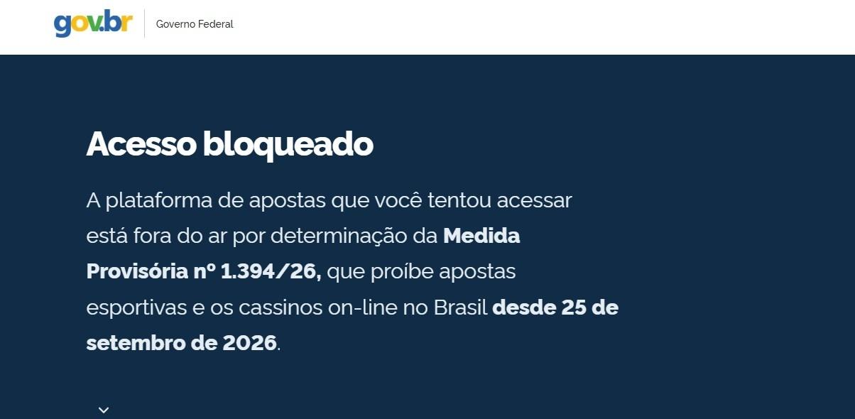 Página do governo é o destino do redirecionamento da Sportingbet - undefined