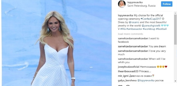 Victoria Lopyreva se destacou na abertura da Copa das Confederações - Reprodução/Instagram