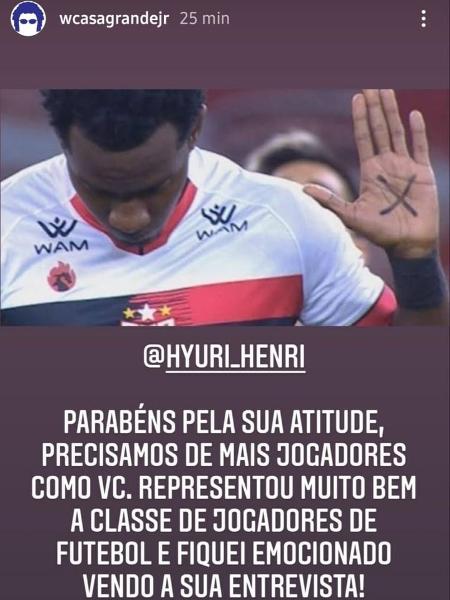 Casagrande apoia protesto de Hyuri, do Atlético-GO, sobre caso Mari Ferrer - Reprodução/Instagram