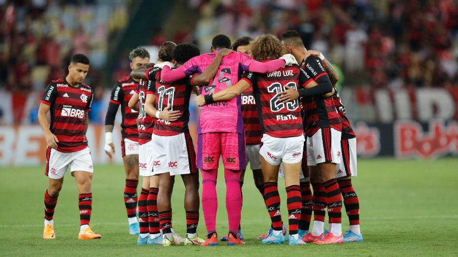 Time do Flamengo se reúne antes do inicio do jogo contra o Fluminense - Gilvan de Souza/Flamengo