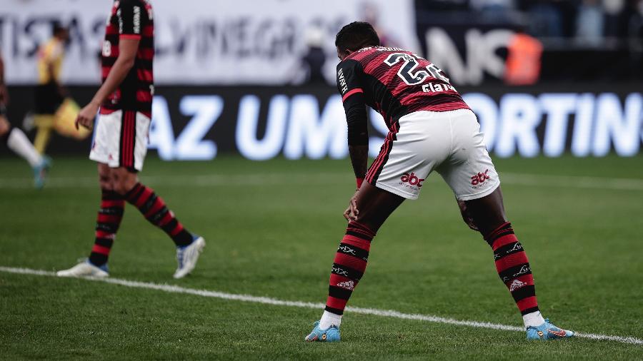 Rodinei, do Flamengo, lamenta gol contra que cometeu durante partida com o Corinthians pelo Brasileiro - Ettore Chiereguini/AGIF