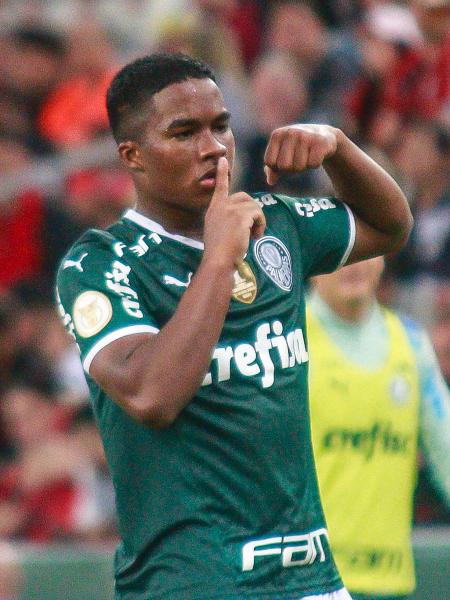 Endrick comemora gol do Palmeiras contra o Athletico - Gabriel Machado/AGIF