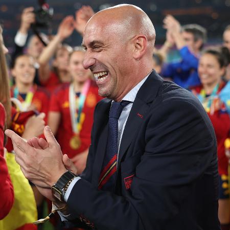 Luis Rubiales, presidente da Federação Espanhola de Futebol, comemora título da Copa do Mundo feminina