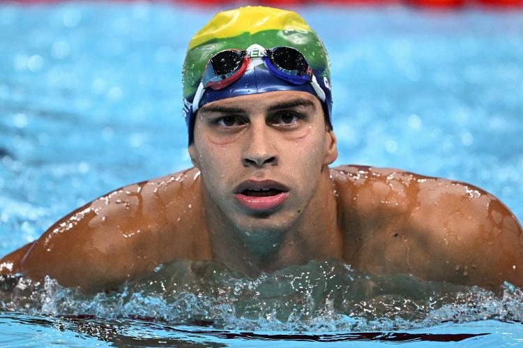 Guilherme Costa, o 'Cachorrão', durante bateria de natação 400m livre masculino nas Olimpíadas