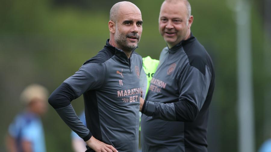 Guardiola treina o Manchester City na Cidade do Futebol em Lisboa - Victoria Haydn/Manchester City FC via Getty Images