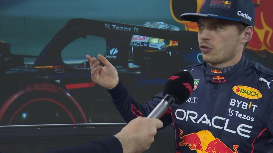 Max Verstappen, segundo colocado no grid do Bahrein, na entrevista pós-classificação - Reprodução/F1TV