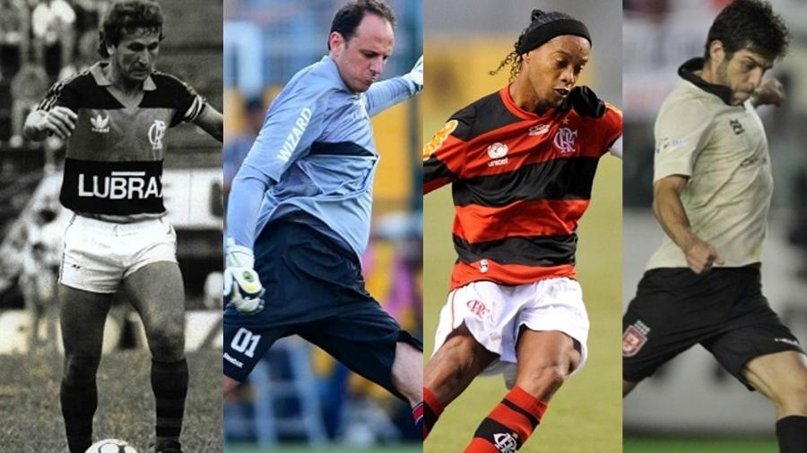 Zico, Ceni, Ronaldinho Gaúcho e Juninho Pernambucano  - Fotos: Vidal Cavalcante/Folhapress, VIPCOMM, Alexandre Vidal/Fla Imagem, Flickr/Vasco