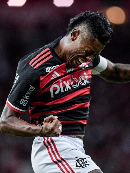 Bruno Henrique comemora gol do Flamengo contra o Nova Iguaçu