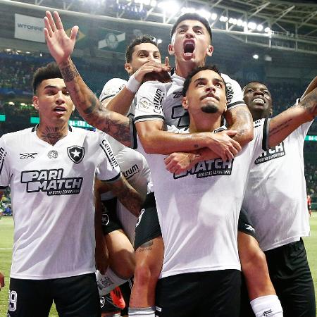 Jogadores do Botafogo comemoram gol de Gregore contra o Palmeiras em jogo do Campeonato Brasileiro