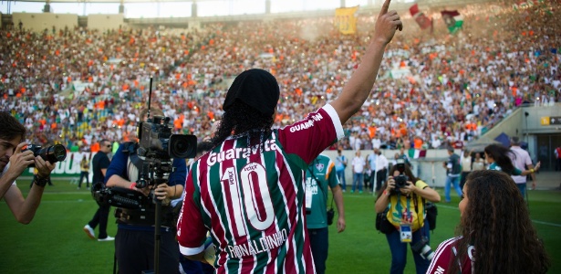 Ronaldinho Gaúcho foi recebido com grande festa em sua apresentação - Divulgação/Flickr/Fluminense