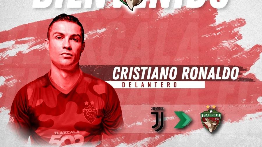 O Tlaxcala, time da 3ª divisão mexicana, fez uma brincadeira nas redes sociais e anunciou a contratação de Cristiano Ronaldo - Reprodução/Twitter/@tlaxcala