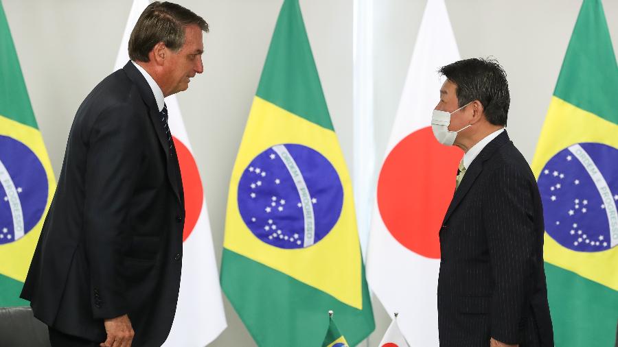 Bolsonaro em encontro com Motegi Toshimitsu, Ministro dos Negócios Estrangeiros do Japão - Marcos Corrêa/Presidência da República