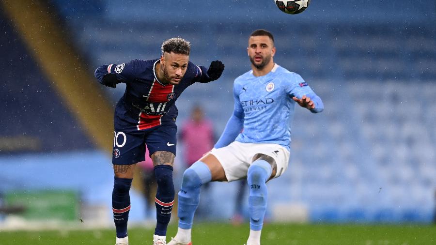 Neymar durante jogo do PSG contra o Manchester City pela Champions - Laurence Griffiths/Getty Images