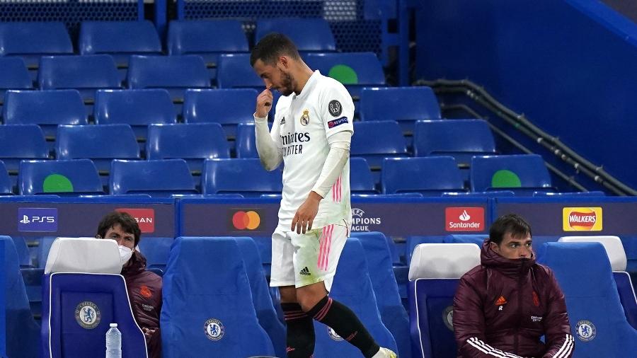Hazard deixa o campo de cabeça baixa na derrota do Real Madrid para o Chelsea - Adam Davy - PA Images/PA Images via Getty Images