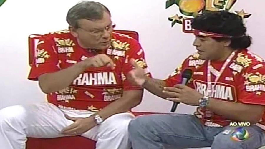 Milton Neves e Maradona no Carnaval do Rio de Janeiro em 2006 - Lenice Chama Magnoni Neves
