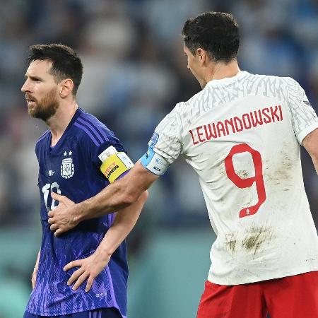 Messi e Lewandowski em Polônia x Argentina, pela Copa do Mundo do Qatar - Michael Regan - FIFA/FIFA via Getty Images