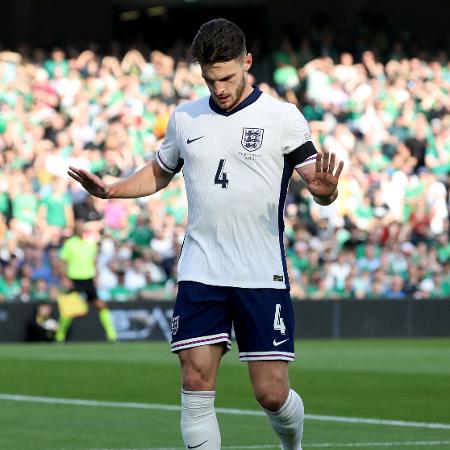 Declan Rice não comemorou após marcar primeiro gol da Inglaterra - Paul Faith/AFP