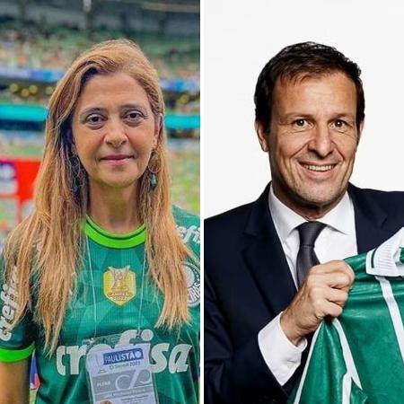 Montagem com Leila Pereira e Savério Orlandi, que disputam eleição no Palmeiras