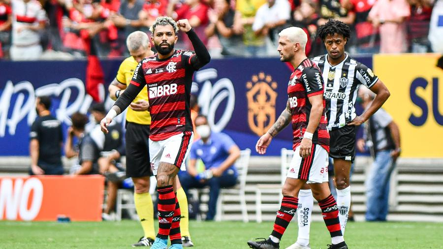 Gabigol comemora gol do Flamengo sobre o Atlético-MG na Supercopa - ALEXANDRE NETO/PHOTOPRESS/ESTADÃO CONTEÚDO