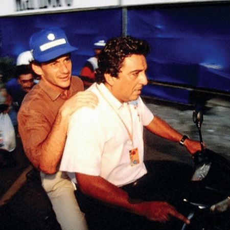 Ayrton Senna e Galvão Bueno em imagem de acervo pessoal do narrador - Reprodução/Instagram