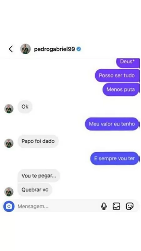 Pedrinho x Amanda: print de redes sociais. "Vou te pegar Quebrar vc" - Reprodução - Reprodução