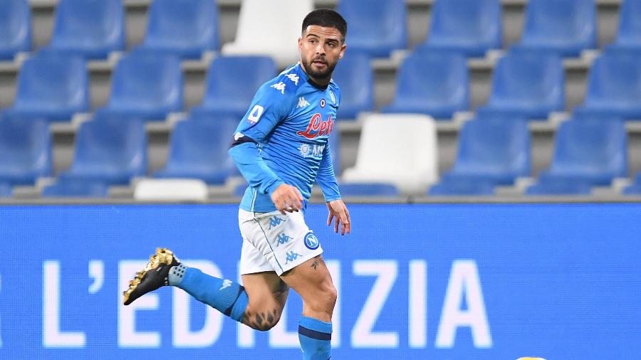 Lorenzo Insigne, durante partida entre Napoli e Sassuolo, pelo Campeonato Italiano - SSC NAPOLI/SSC NAPOLI via Getty Images