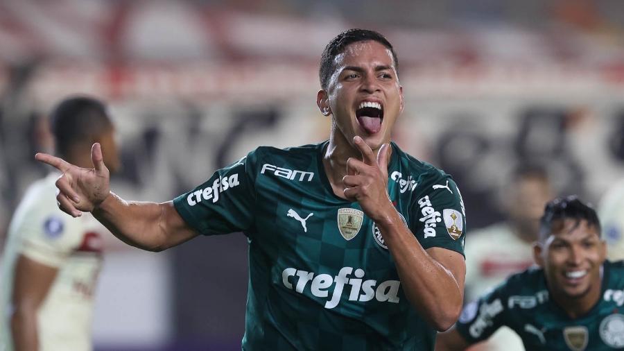 Zagueiro Renan comemora gol, em jogo da Libertadores - Cesar Greco/Palmeiras