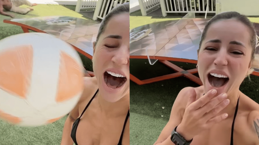 Letícia Bufoni ri de queda de amigo, mas acaba recebendo uma bolada na cara - Reprodução/Instagram