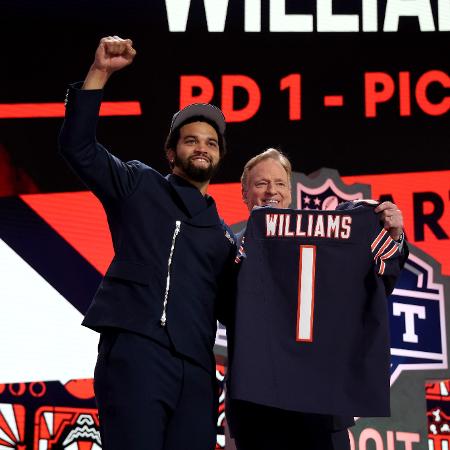 O quarterback Caleb Williams foi a primeira escolha geral do Draft de 2024 da NFL