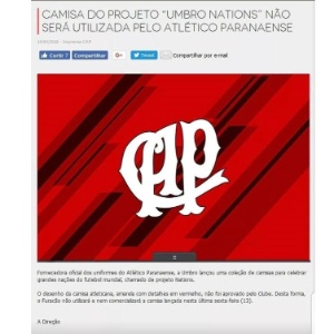 Atlético-PR chegou a emitir um comunicado oficial rejeitando o modelo amarelo - Reprodução - Reprodução