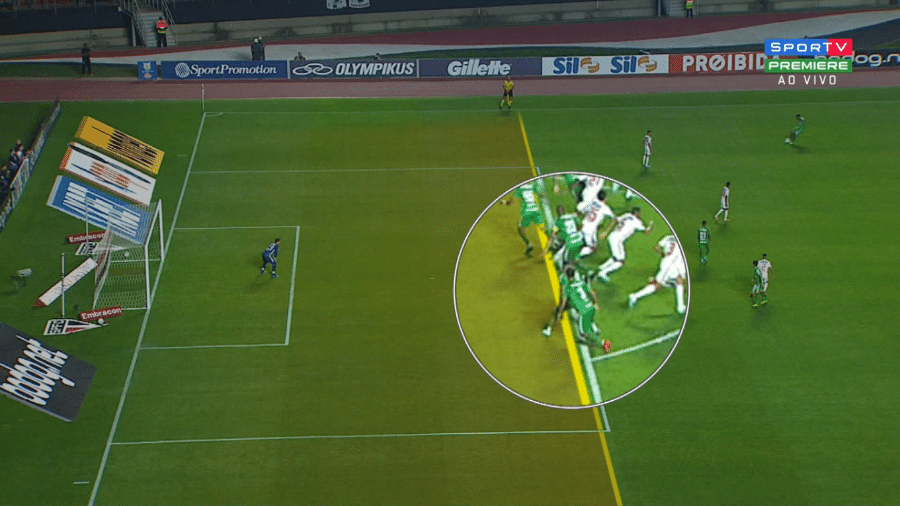 Lance do gol anulado da Chapecoense em partida contra São Paulo - Reprodução/SporTV