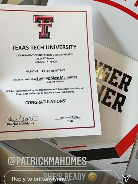 Sterling Skye Mahomes receives letter of intent to Texas Tech University