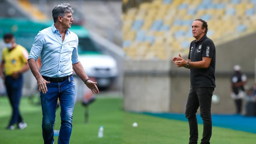 Renato Gaúcho, do Grêmio, e Cuca, do Santos, duelam pela Libertadores - Lucas Uebel/Grêmio FBPA e Ivan Storti/Santos FC