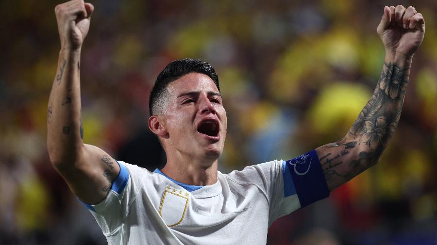 James Rodriguez comemora vitória da Colômbia na semifinal da Copa América