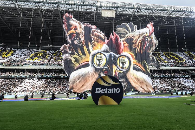 Mosaico da torcida do Atlético-MG antes de jogo contra o Flamengo pela final da Copa do Brasil