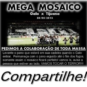 Torcida do Atlético-MG divulga a ideia de um mega mosaico a ser feito no jogo com o Tijuana - Reprodução
