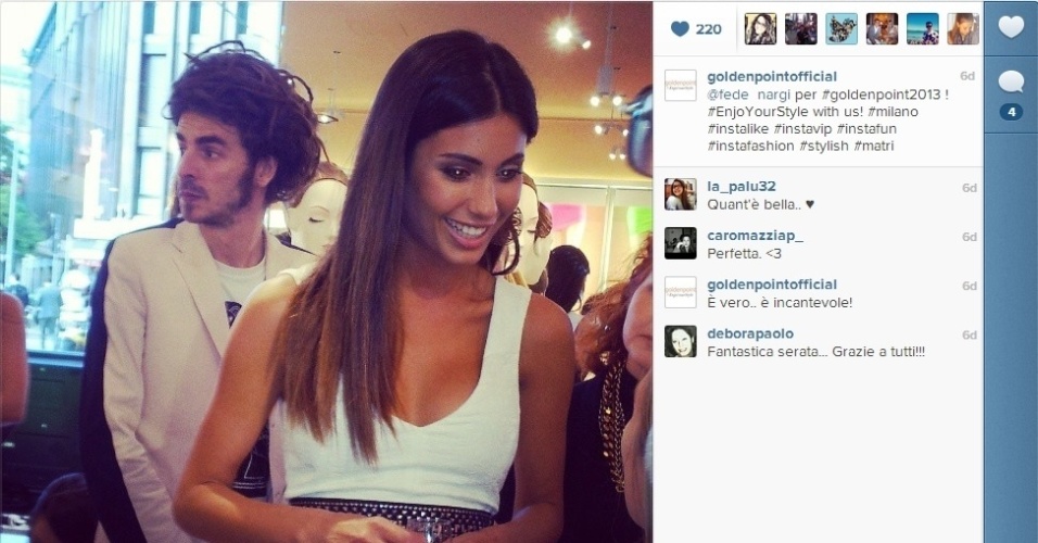 Federica Nargi em evento de moda na Itália - Reprodução/Instagram