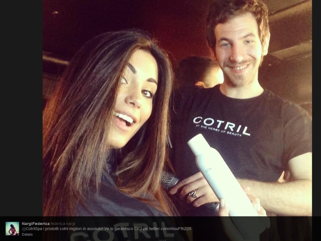 Federica Nargi, namorada de Alessandro Matri, posta foto no cabeleireiro - Reprodução/Twitter