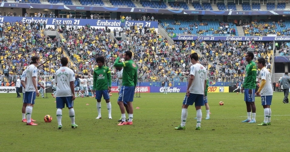 Seleção aquece antes do amistoso contra a França
